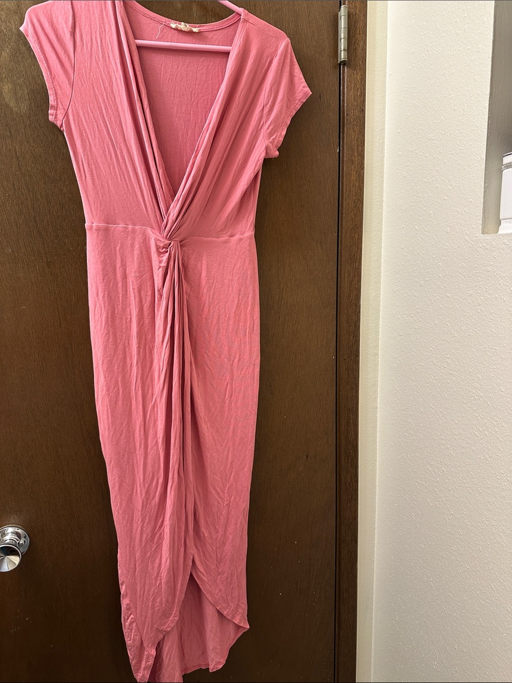 Pink Maxi Dress with Twist Front Detail